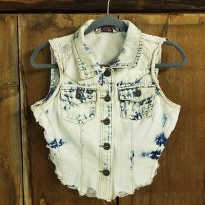 Highway Jeans Distressed Acid Washed Vest